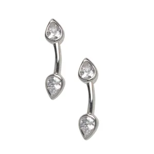 CZ Bar Studs in Silver