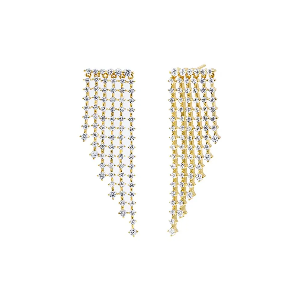 CZ Chandelier Dangling Drop Stud Earring
