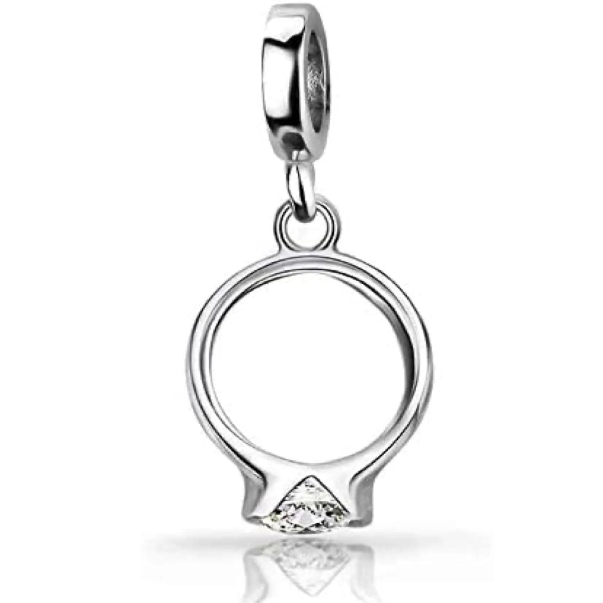 CZ Engagement Ring Dangle Pendant Charm