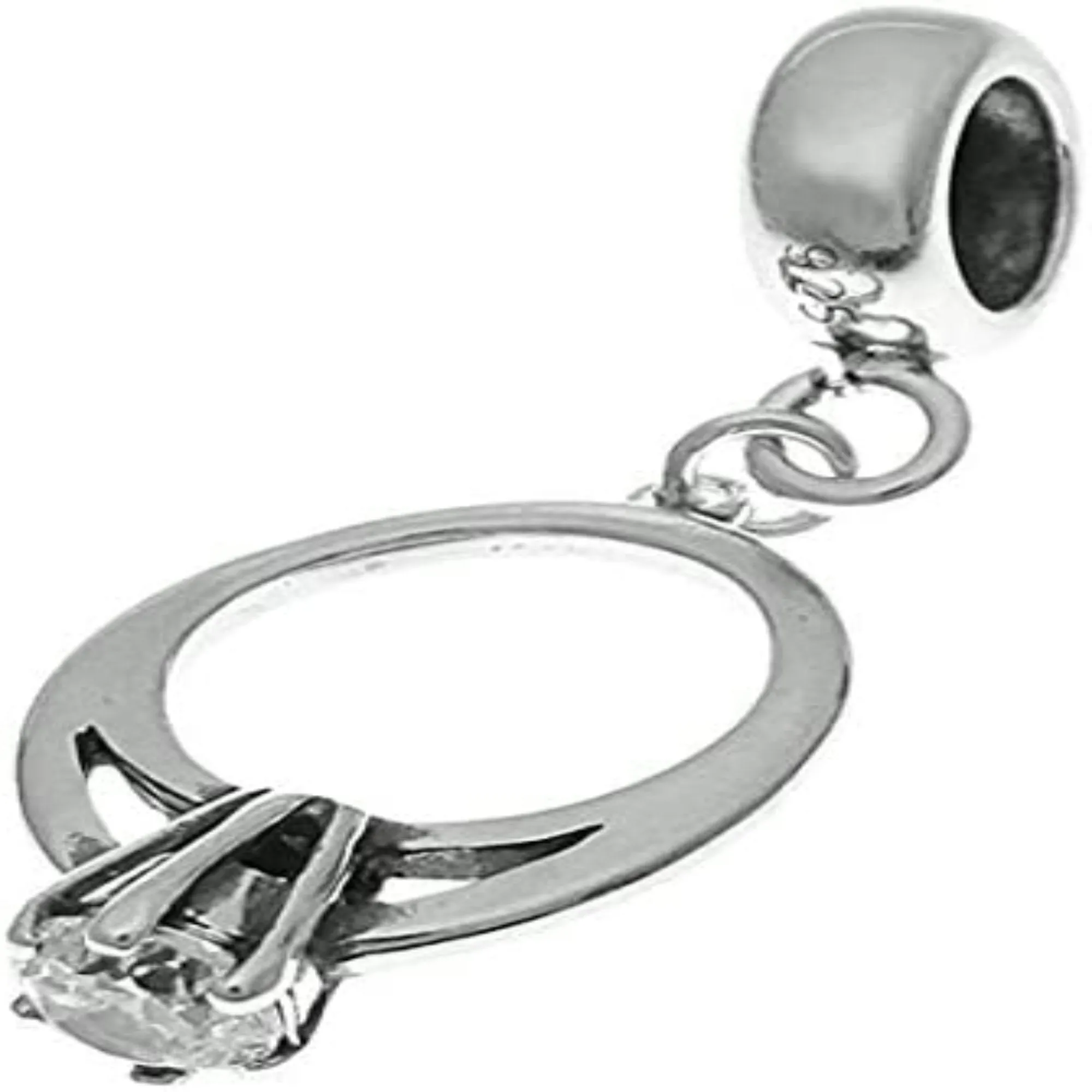 CZ Engagement Ring Dangle Pendant Charm