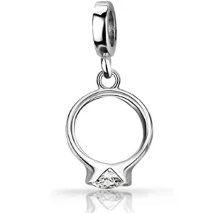 CZ Engagement Ring Dangle Pendant Charm
