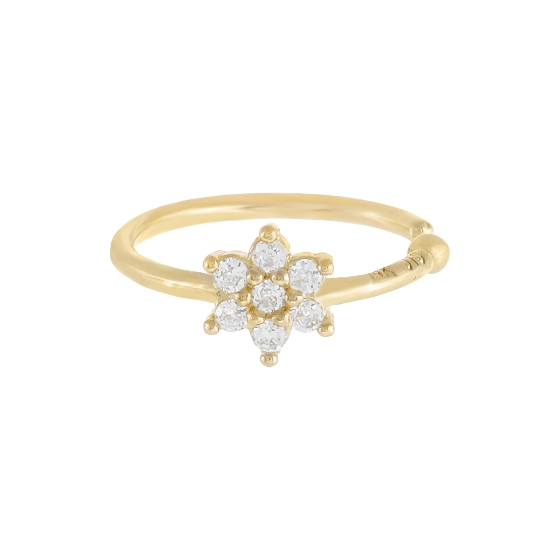 CZ Flower Threader/Ear Cuff 14K