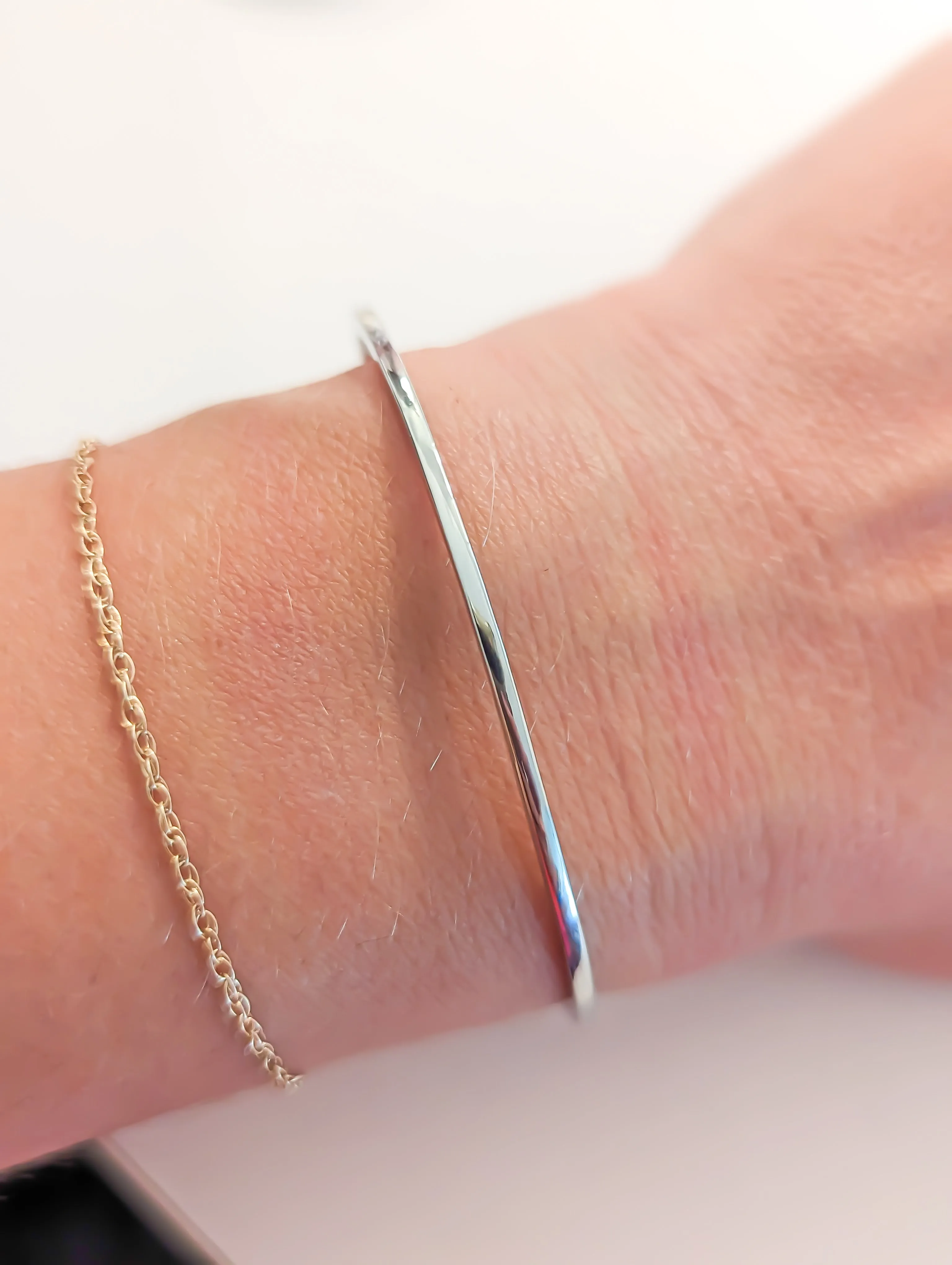 Dainty Simple Cuff Adjustable Bracelet with Two Rounded Ends