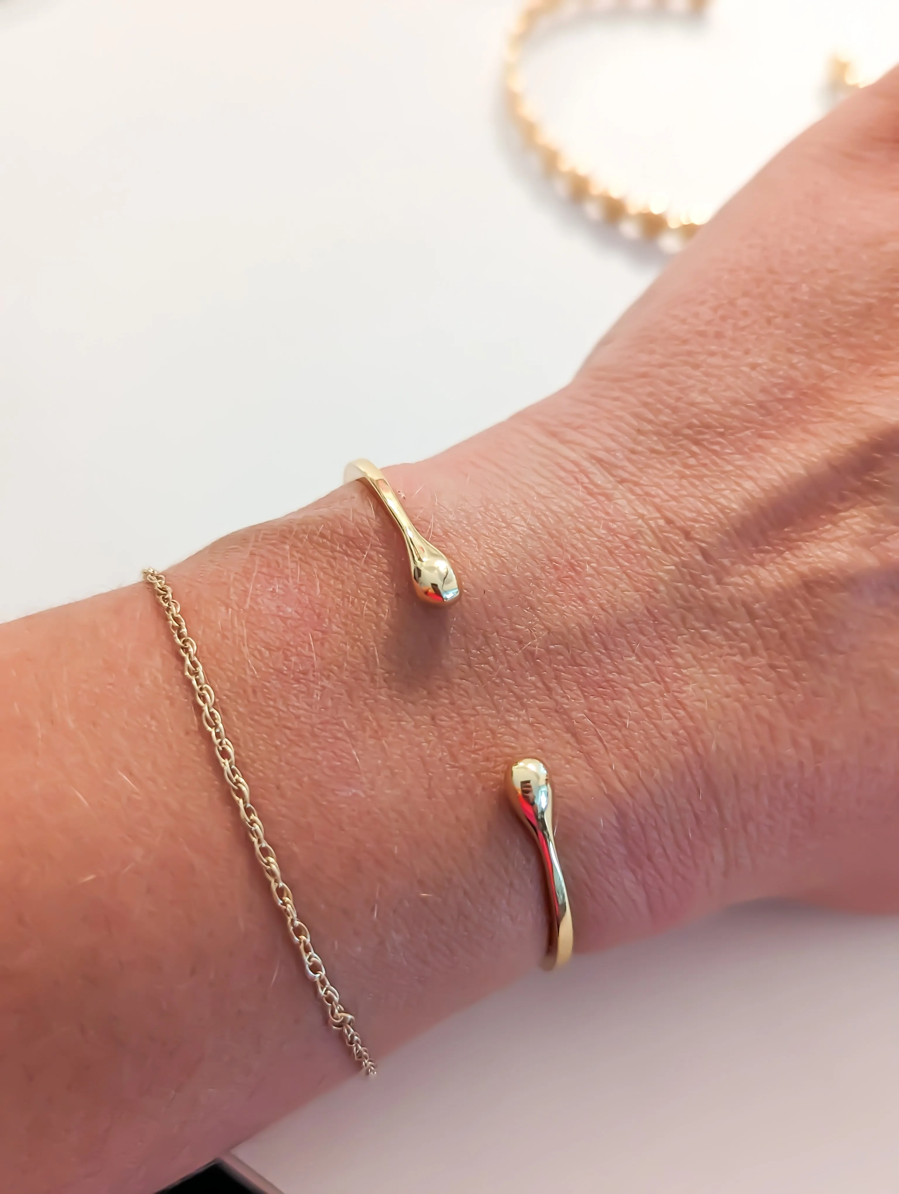 Dainty Simple Cuff Adjustable Bracelet with Two Rounded Ends