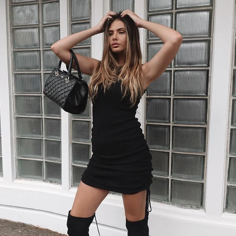 Darlingaga Casual Solid Ribbed Summer Dress
