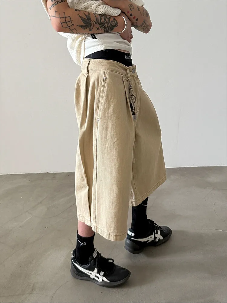 Deconstructed Wide-Leg Cropped Pants