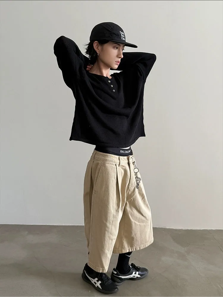 Deconstructed Wide-Leg Cropped Pants