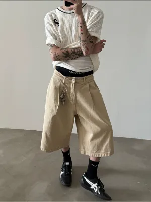 Deconstructed Wide-Leg Cropped Pants