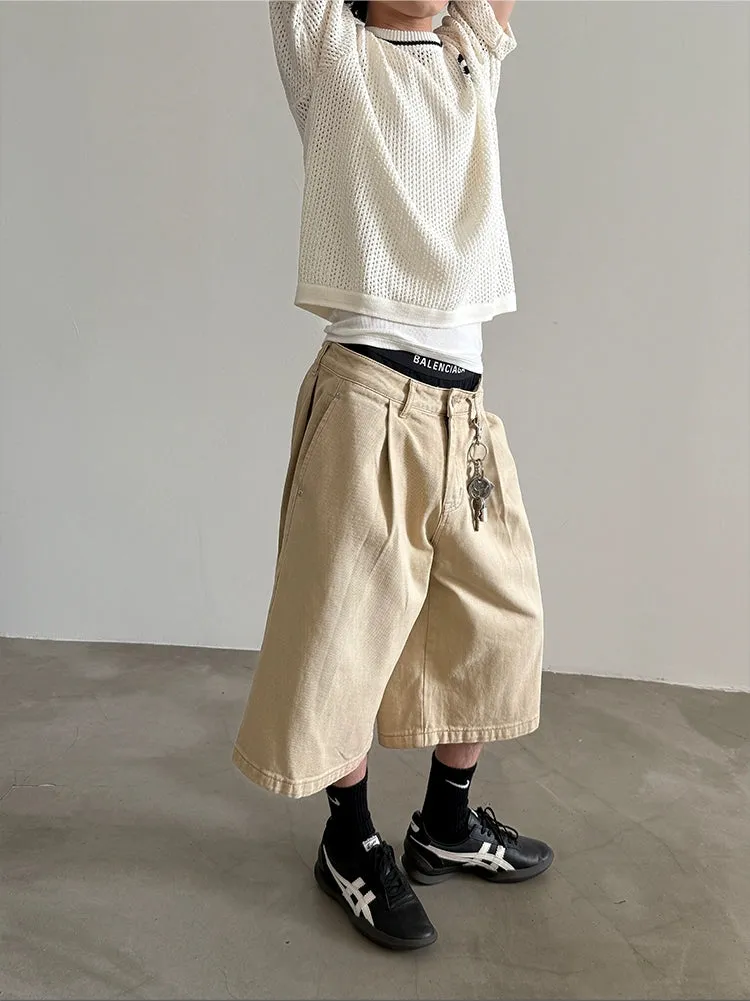 Deconstructed Wide-Leg Cropped Pants