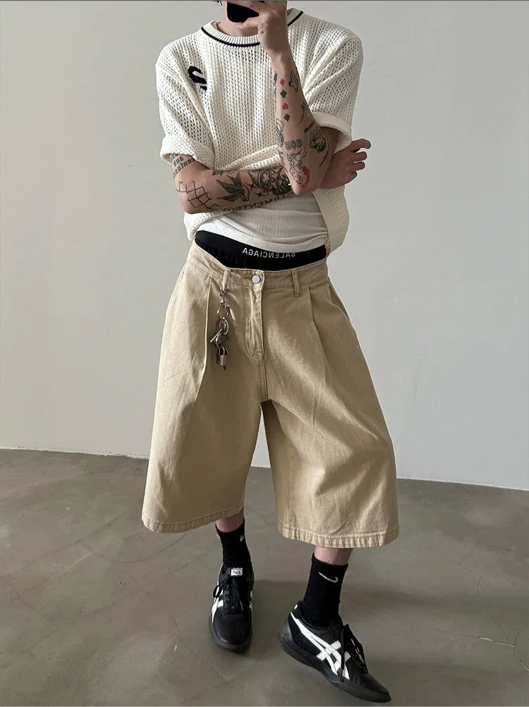 Deconstructed Wide-Leg Cropped Pants
