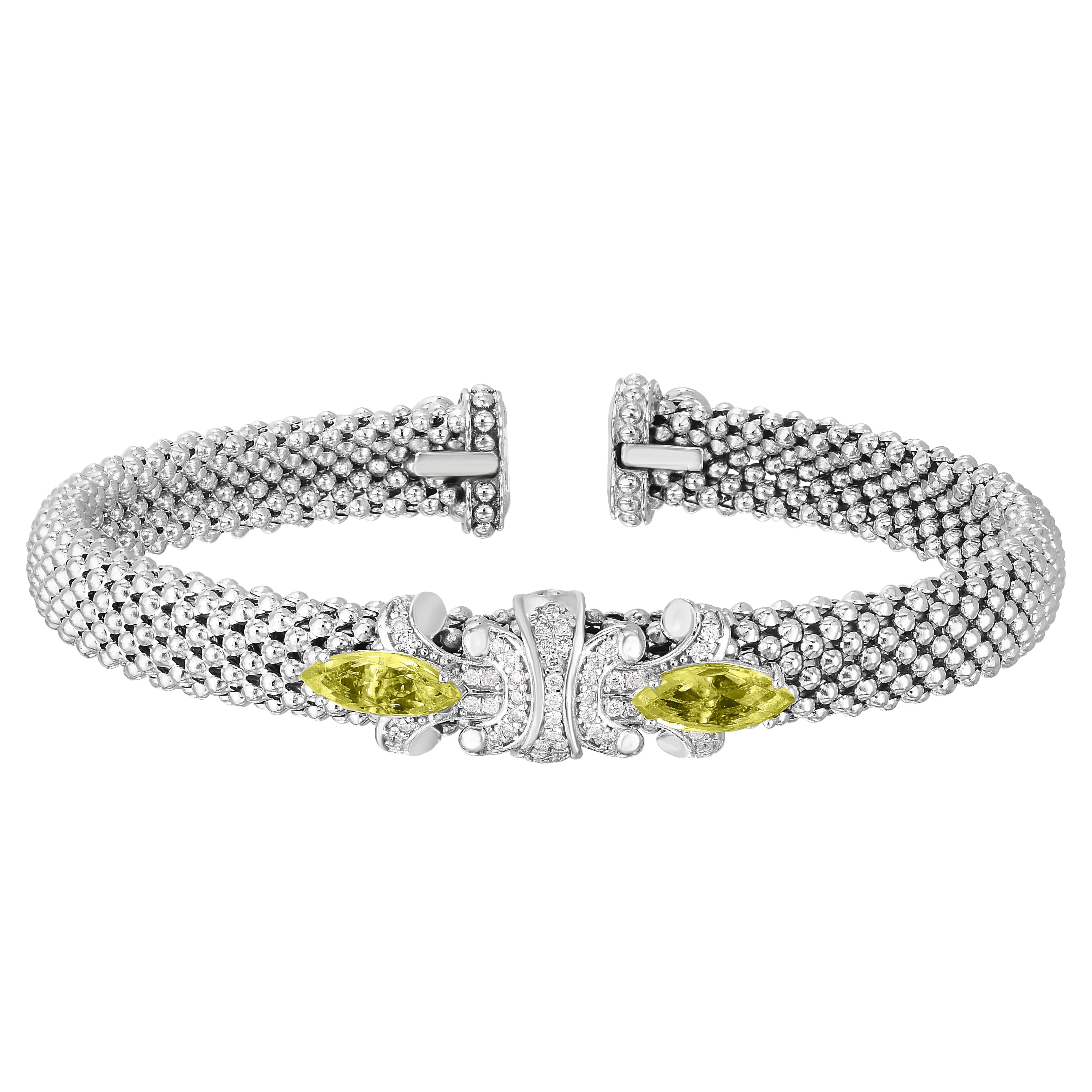 Diamond & Yellow Quartz Prosecco Fleur Bangle