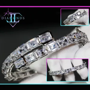 Diamond Bangle | Asscher Cut Diamond Bracelet | Baguette Bracelet