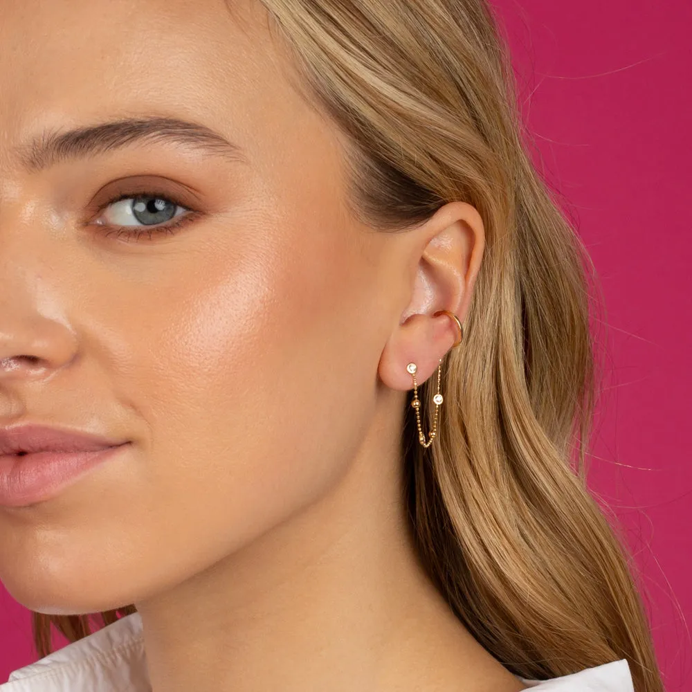Diamond By The Yard Ear Cuff Stud Earring 14K