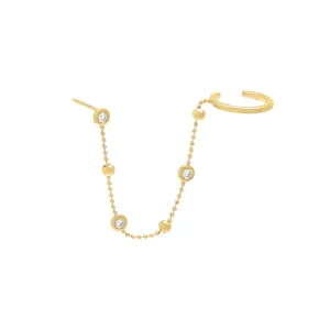 Diamond By The Yard Ear Cuff Stud Earring 14K