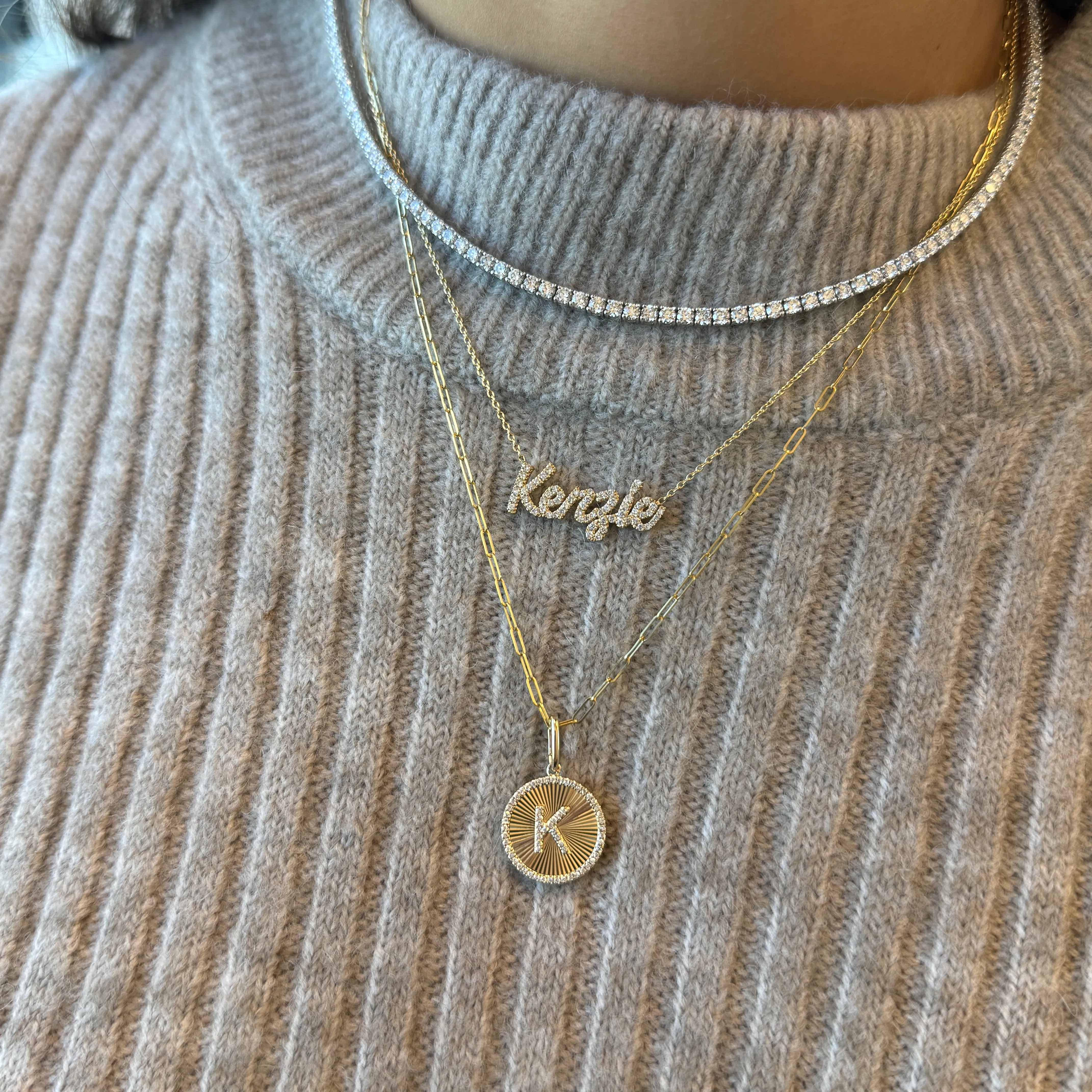 Diamond Fluted Initial Disc Charm