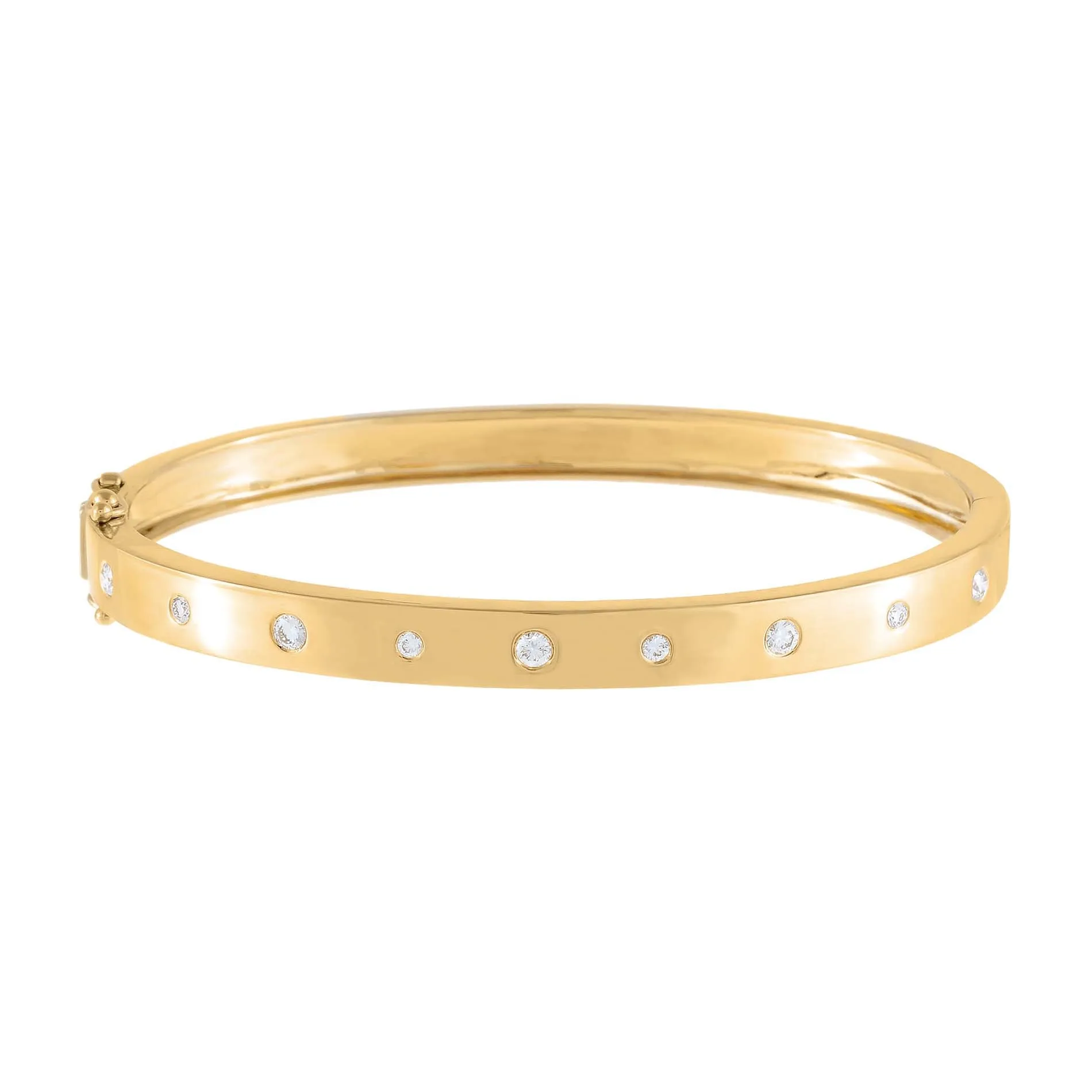 Diamond Thick Multi Stone Bangle 14K