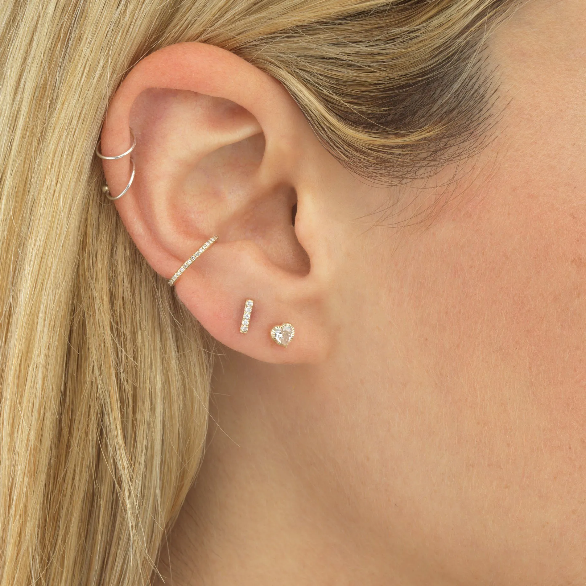 Diamond Thin Ear Cuff 14K