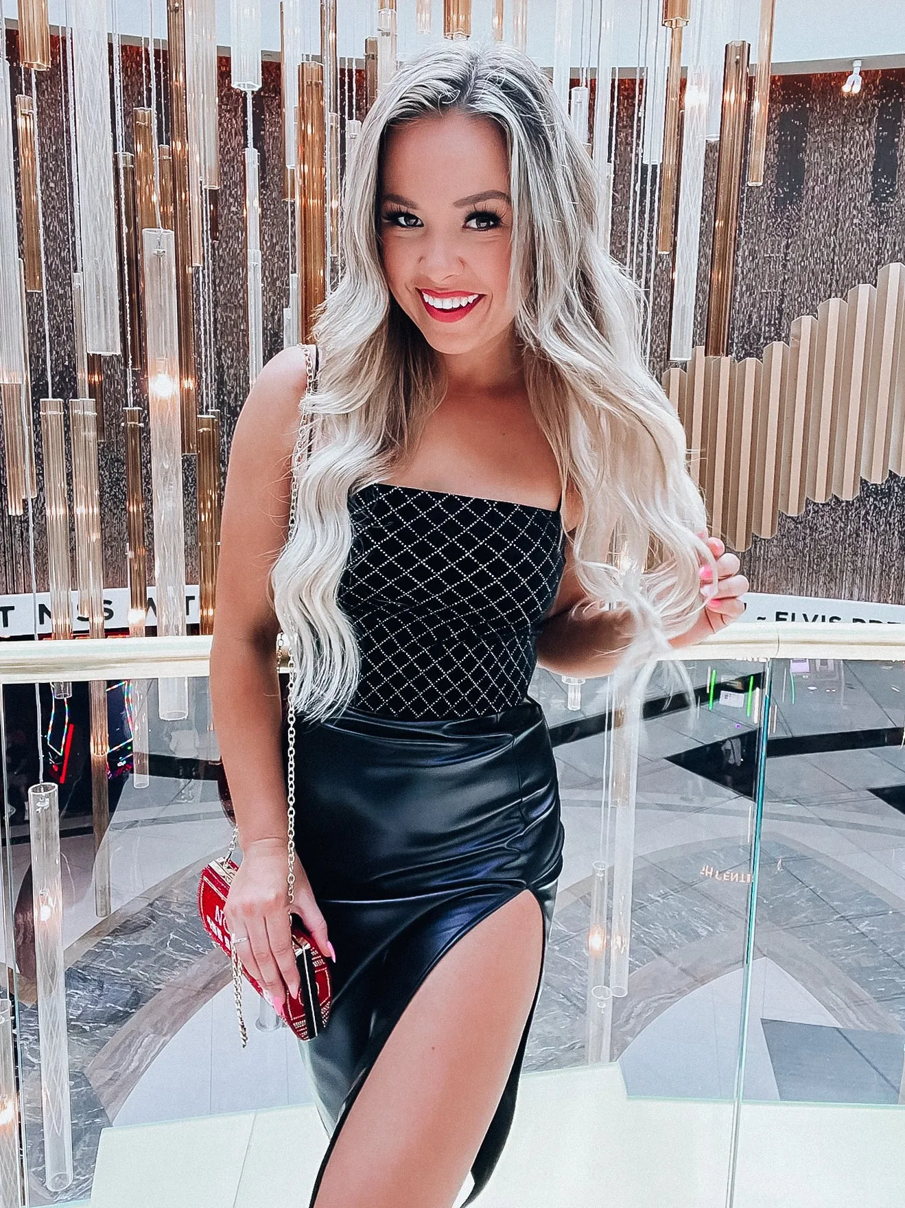 Diamond Tinsel Velvet Crop Top