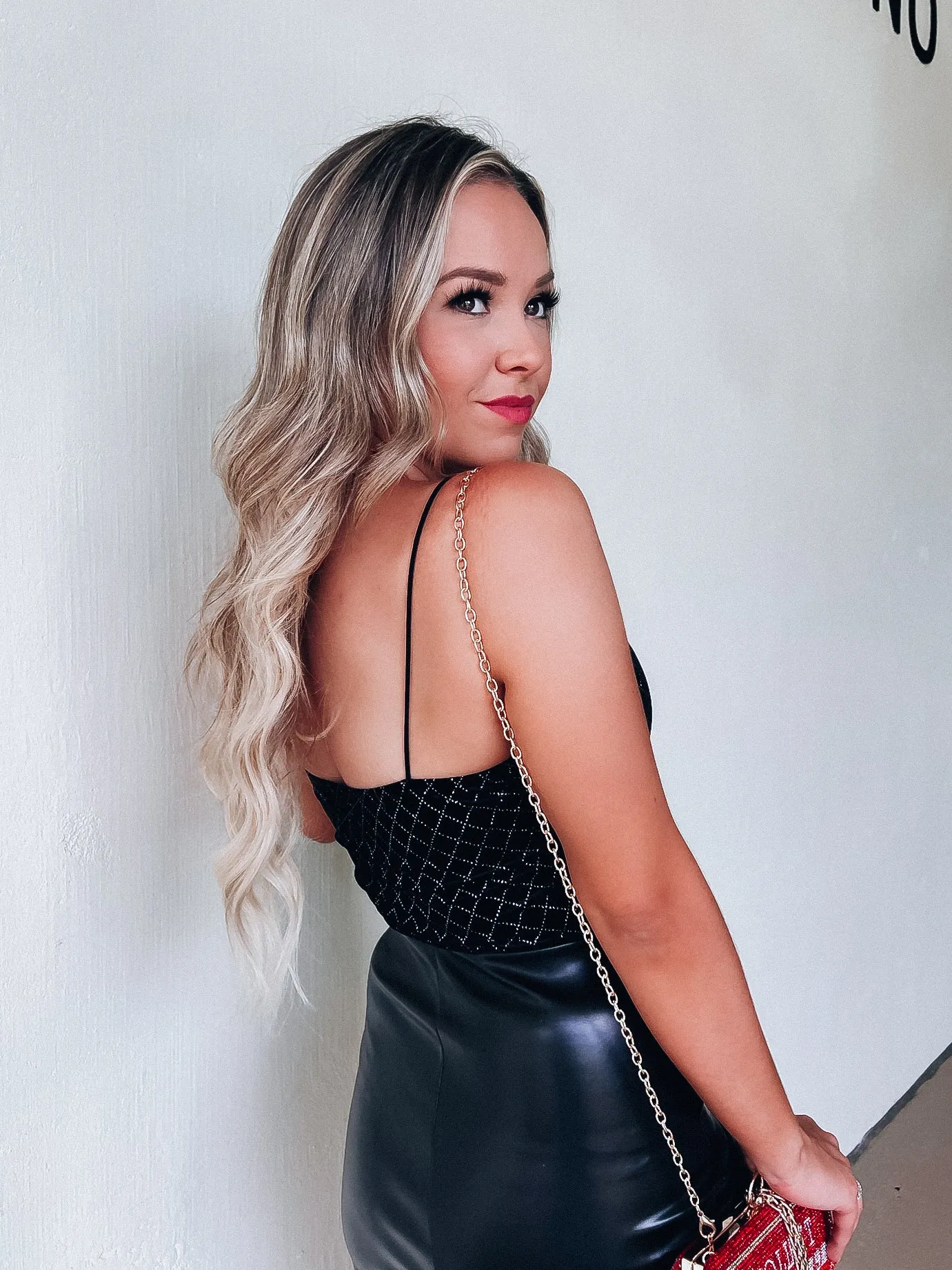 Diamond Tinsel Velvet Crop Top