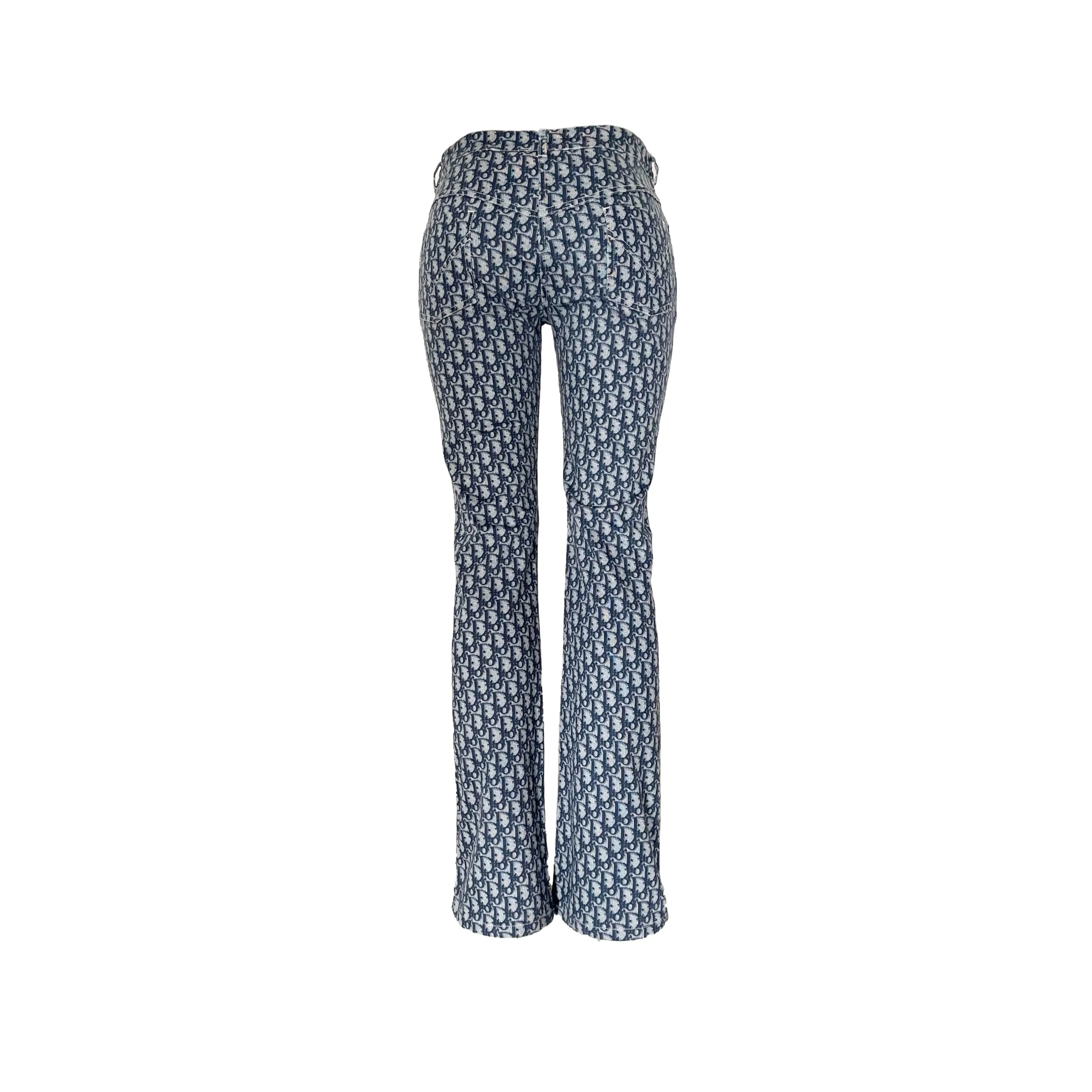 Dior Blue Monogram Stripe Flare Pants