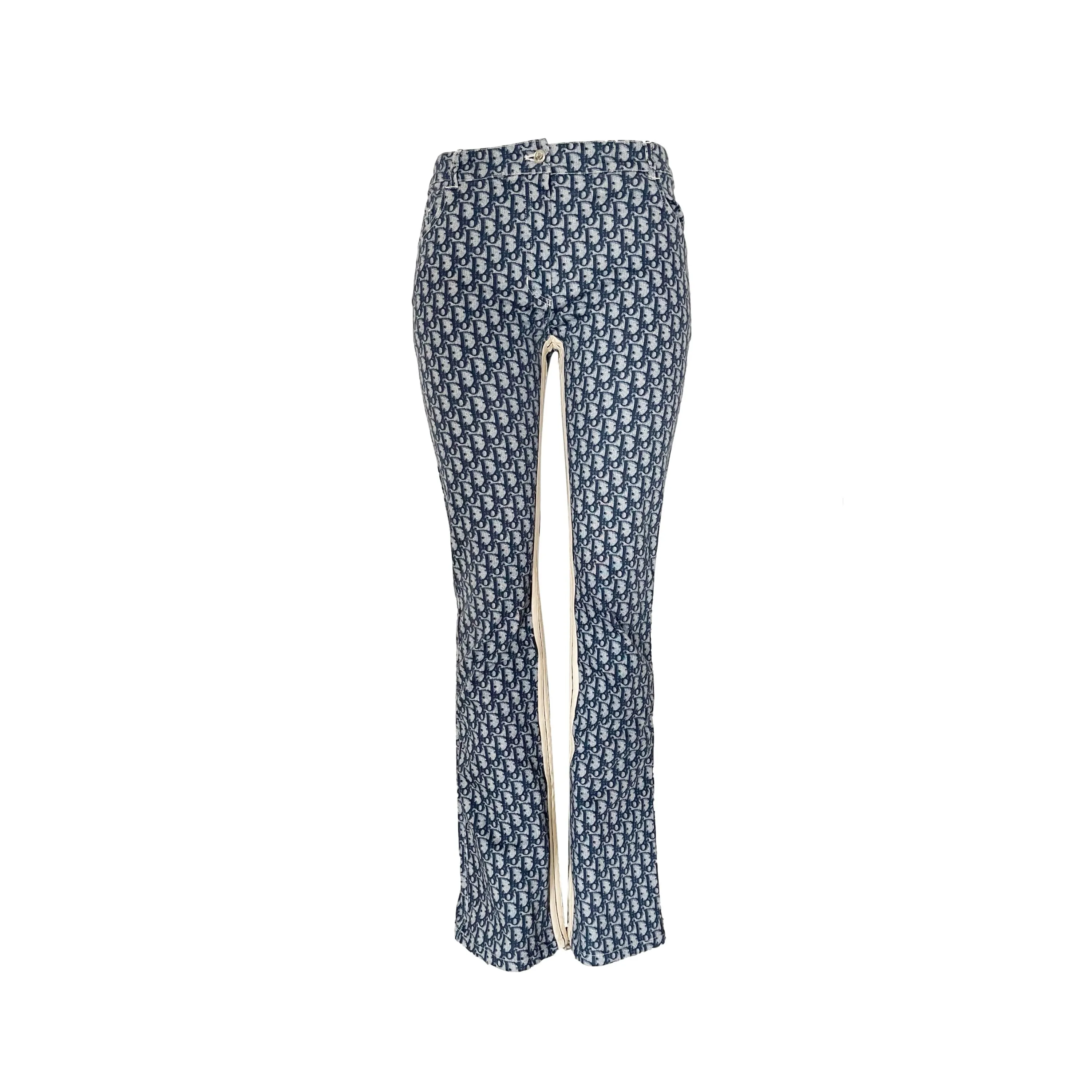 Dior Blue Monogram Stripe Flare Pants