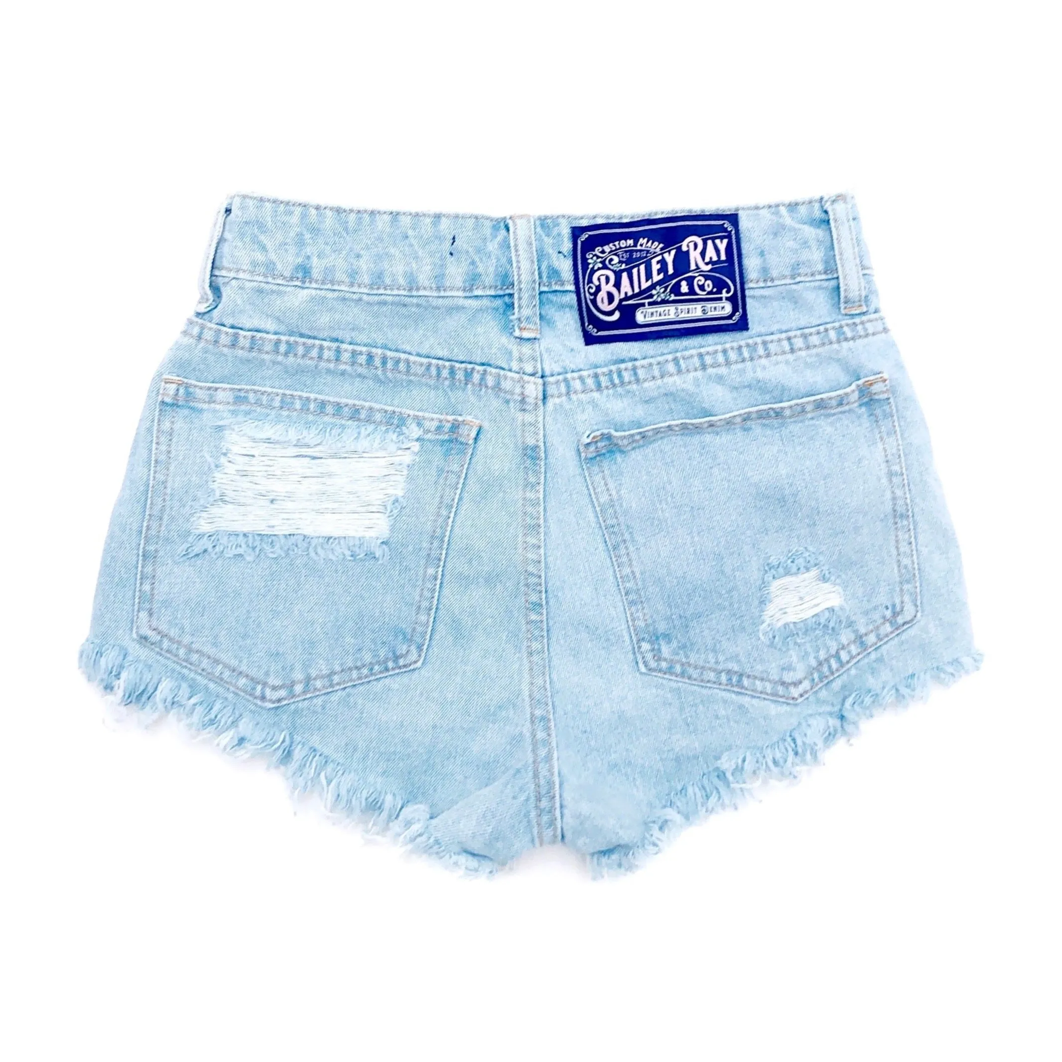Distressed High Waisted Denim Shorts  - The Ashley