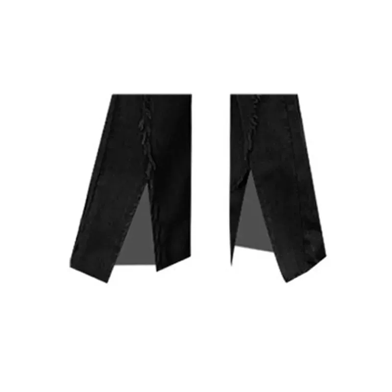 Distressed Low Waisted Black Casual Cargo Flare Pants
