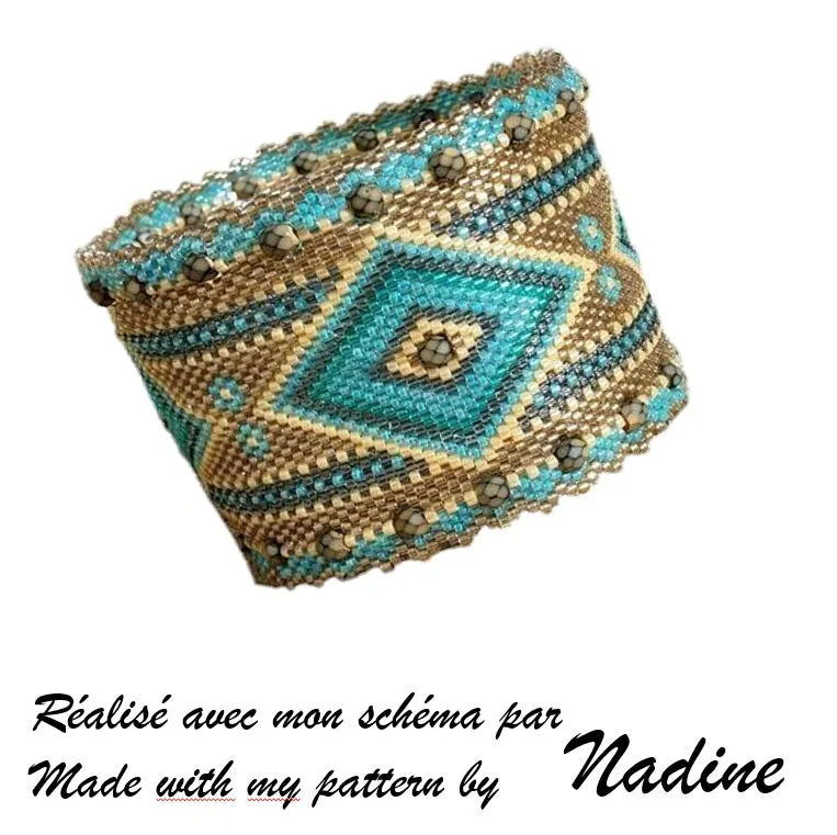DIY Pattern - Bracelet MAXI LOSANGES vert et sable