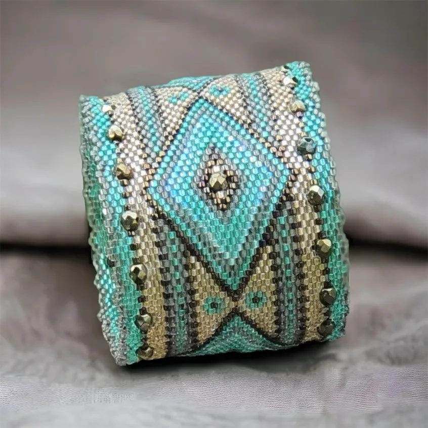 DIY Pattern - Bracelet MAXI LOSANGES vert et sable