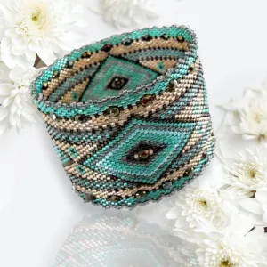 DIY Pattern - Bracelet MAXI LOSANGES vert et sable