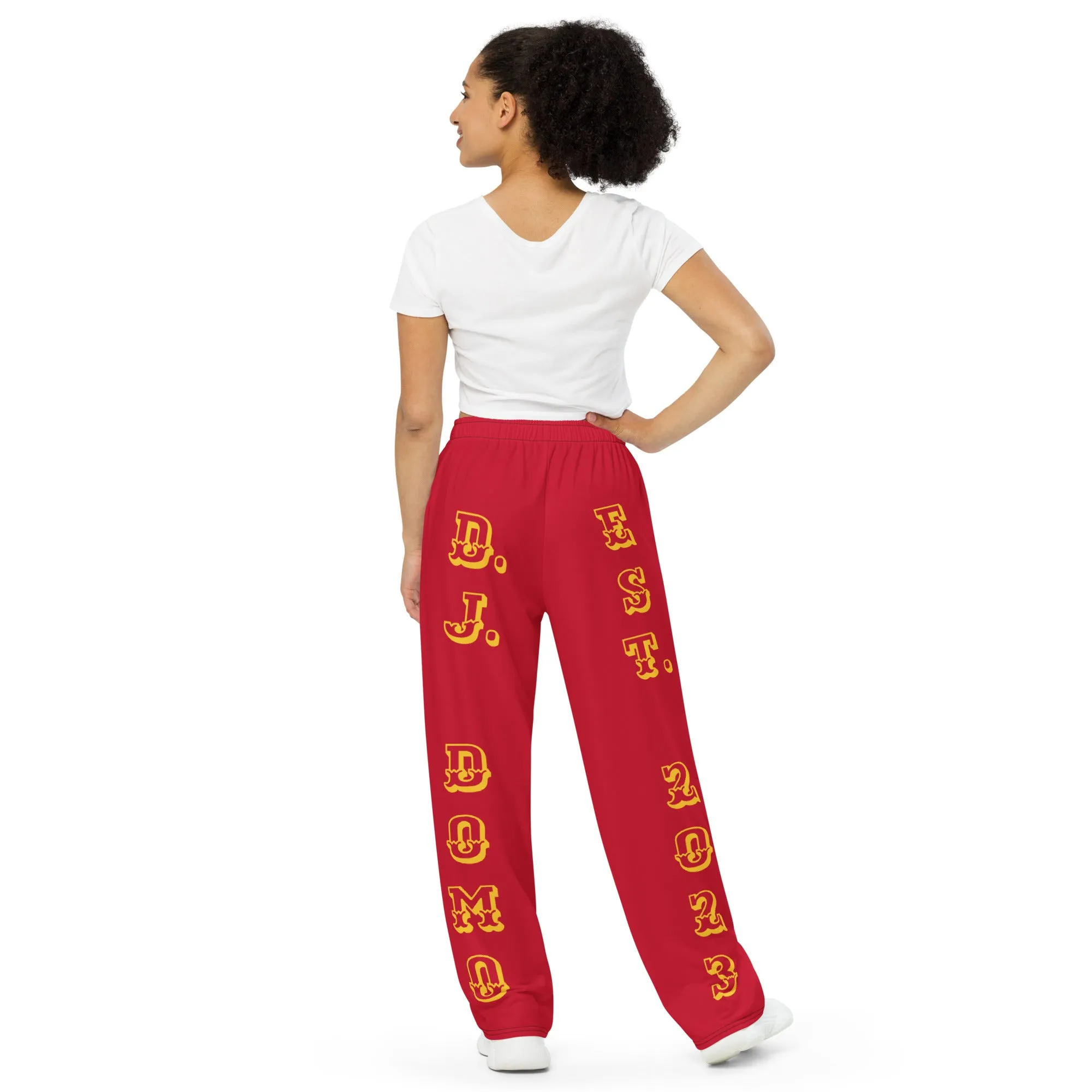 DJD MD- "It's A Baltimore Thang" Unisex 2 Tone Wide-Leg Pants Gold/Red/Grey