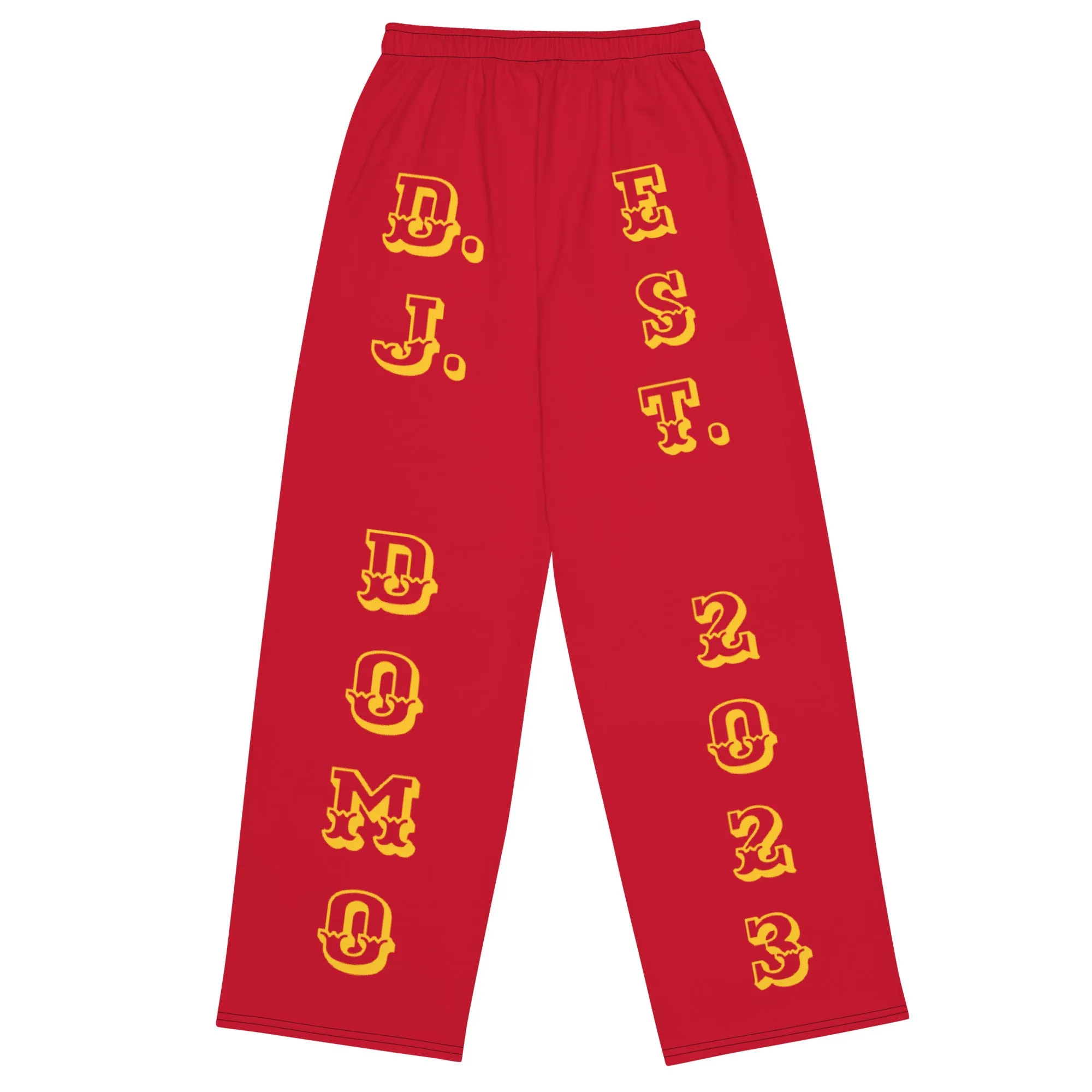DJD MD- "It's A Baltimore Thang" Unisex 2 Tone Wide-Leg Pants Gold/Red/Grey