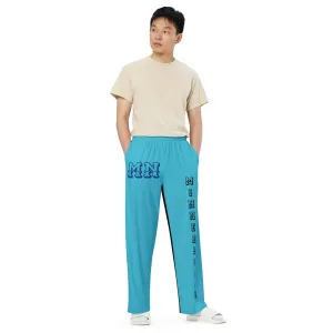 DJD MN- "It's A Minneapolis Thang" Unisex 2 Tone Wide-Leg Pants Turquoise/Black/Blue