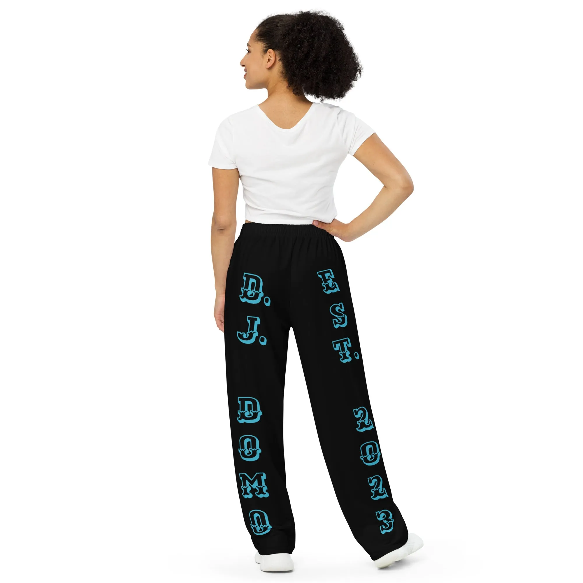 DJD MN- "It's A Minneapolis Thang" Unisex 2 Tone Wide-Leg Pants Turquoise/Black/Blue
