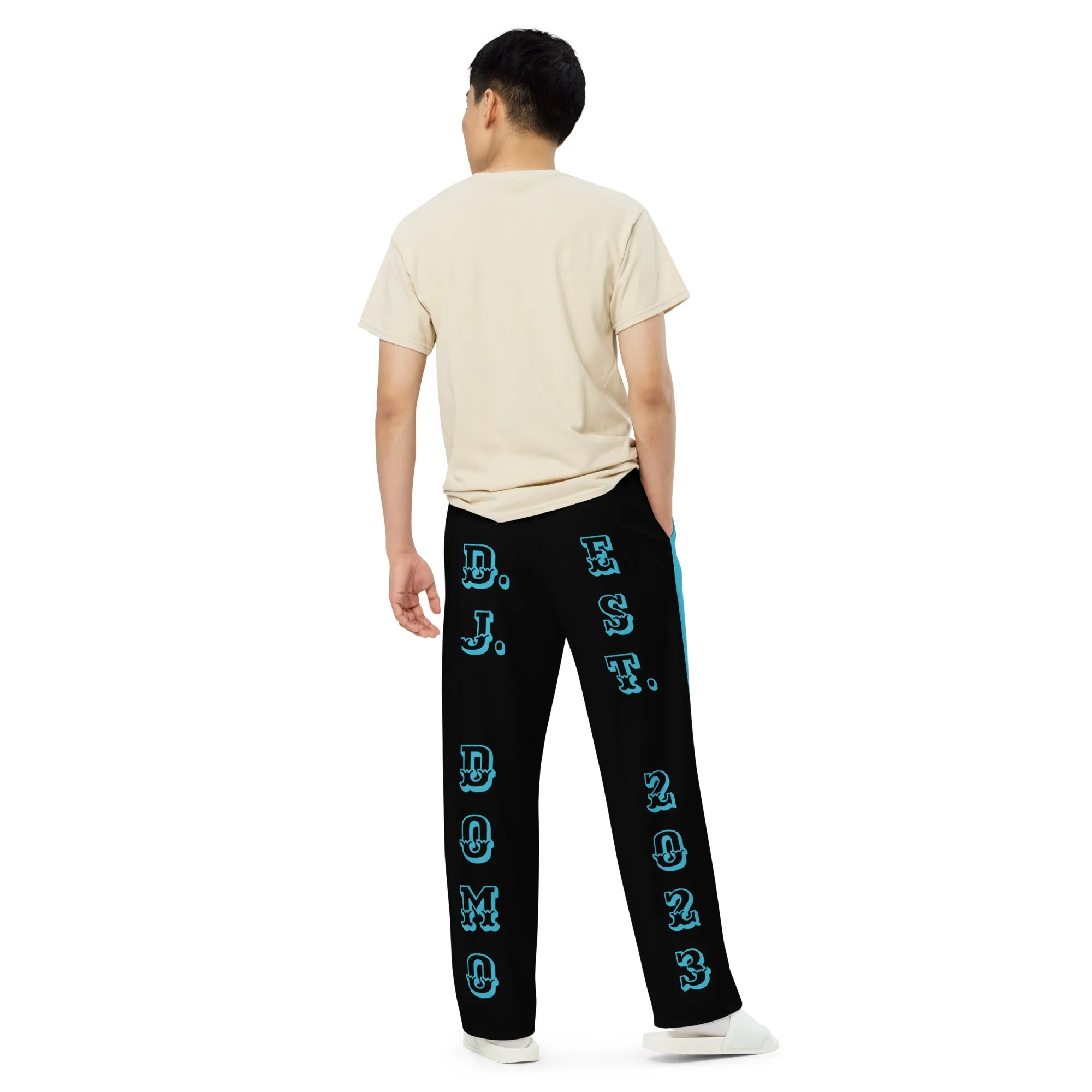 DJD MN- "It's A Minneapolis Thang" Unisex 2 Tone Wide-Leg Pants Turquoise/Black/Blue