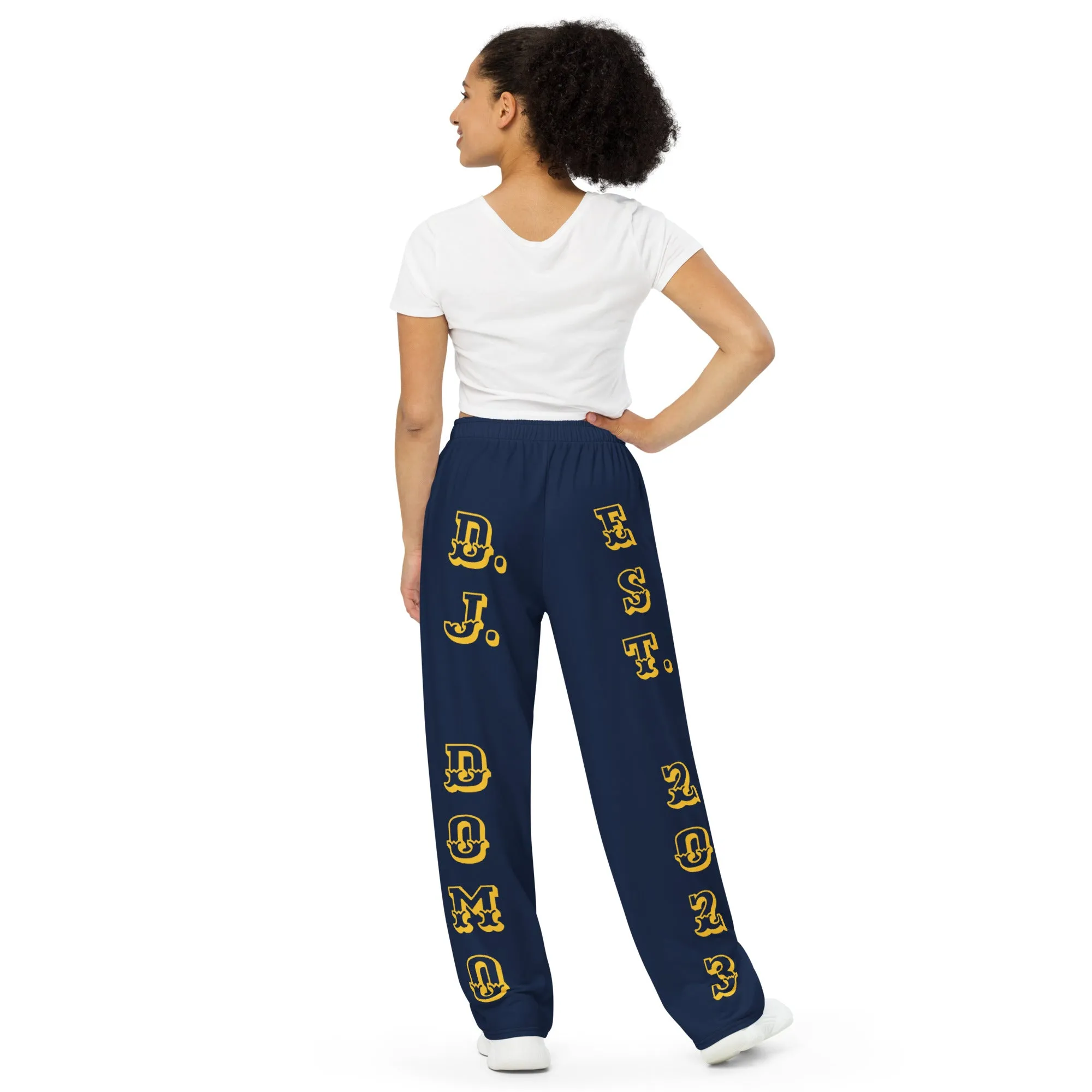 DJD NY- "It's A Queens Thang" Unisex Wide-Leg Pants Navy/Yellow/White