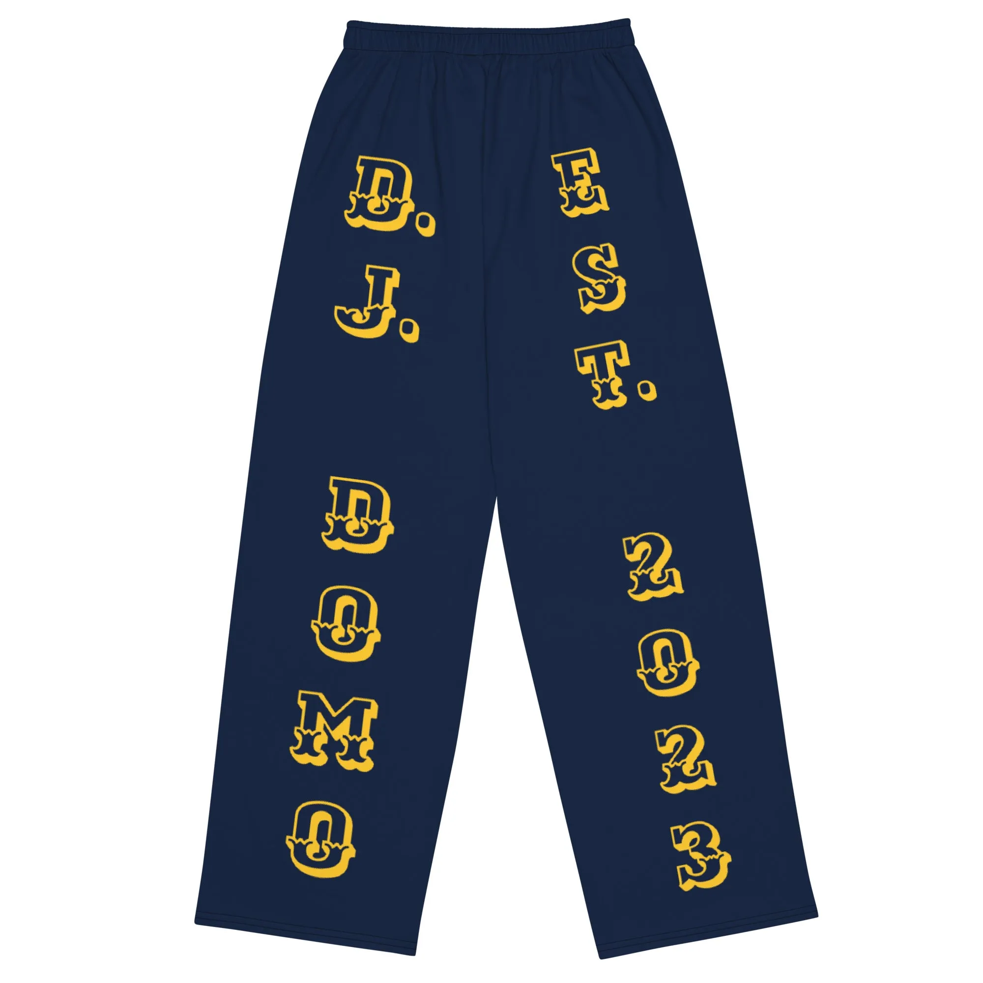 DJD NY- "It's A Queens Thang" Unisex Wide-Leg Pants Navy/Yellow/White