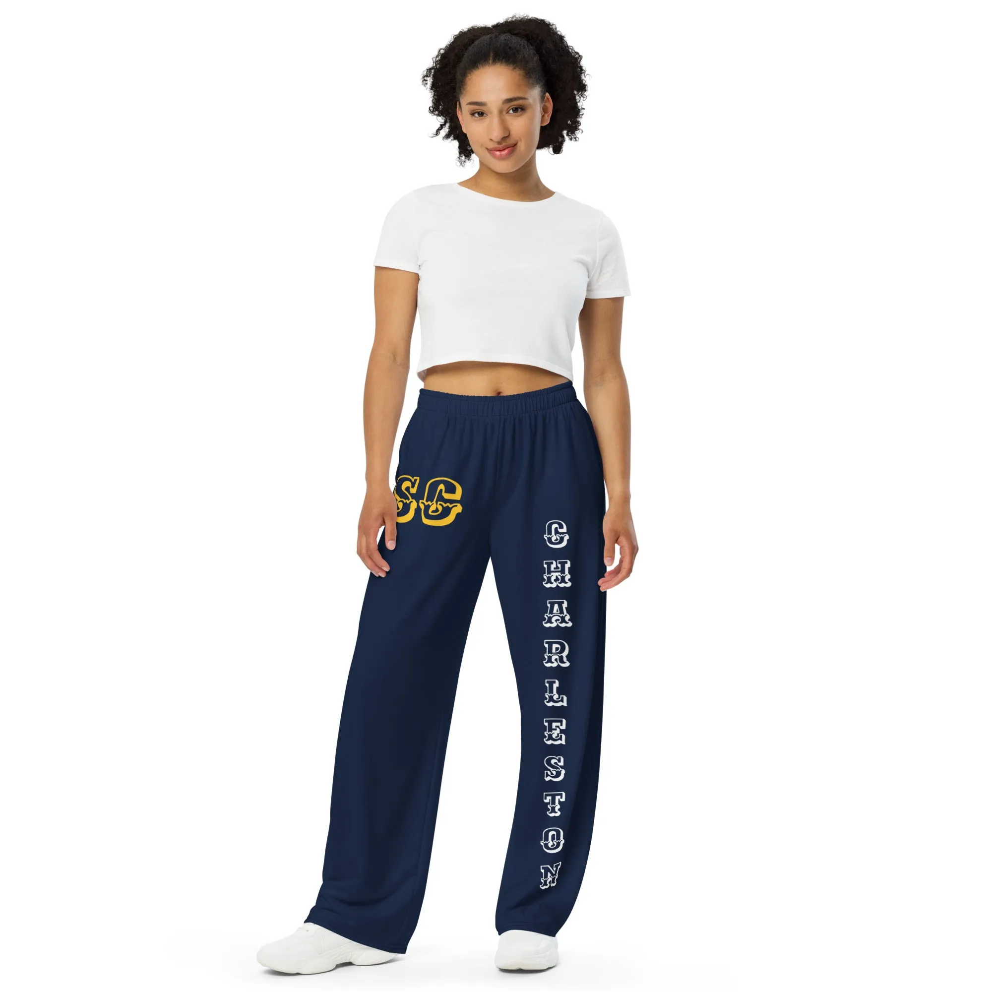 DJD SC- "It's A Charleston Thang" Unisex Wide-Leg Pants Navy/White/Yellow