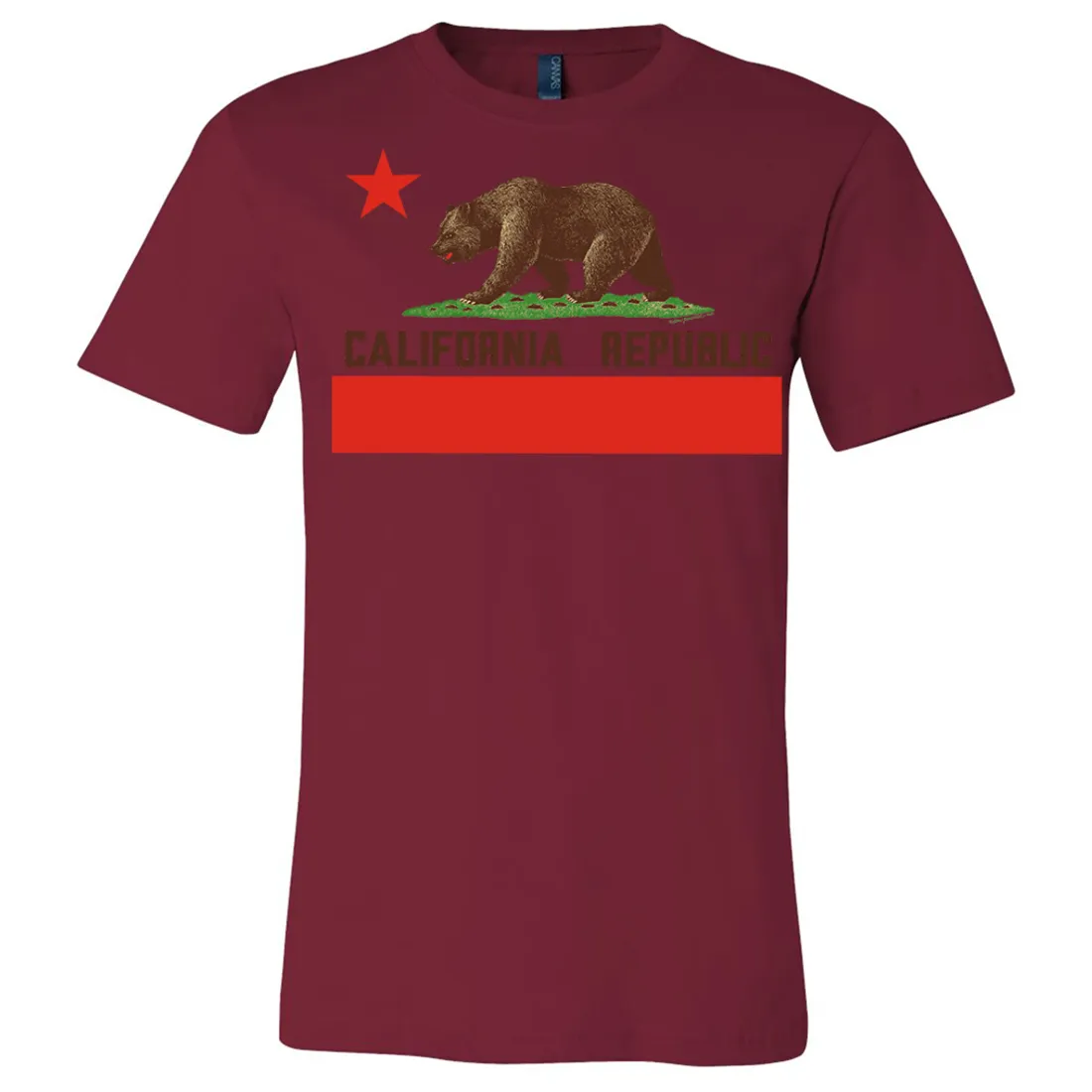 Don Pimentel California Republic Bear Flag Brown Text Asst Colors Mens Lightweight Fitted T-Shirt/tee