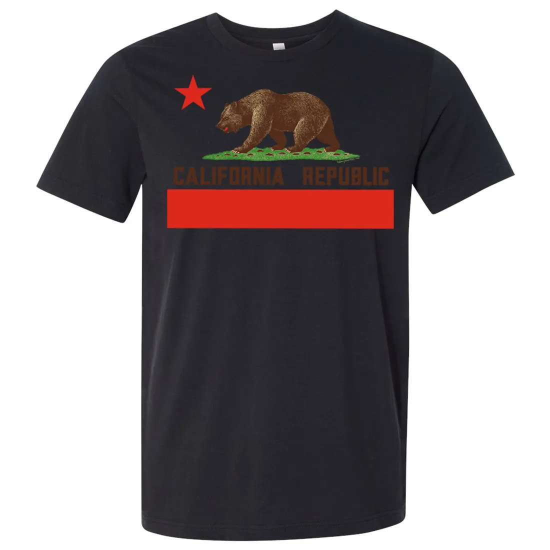 Don Pimentel California Republic Bear Flag Brown Text Asst Colors Mens Lightweight Fitted T-Shirt/tee