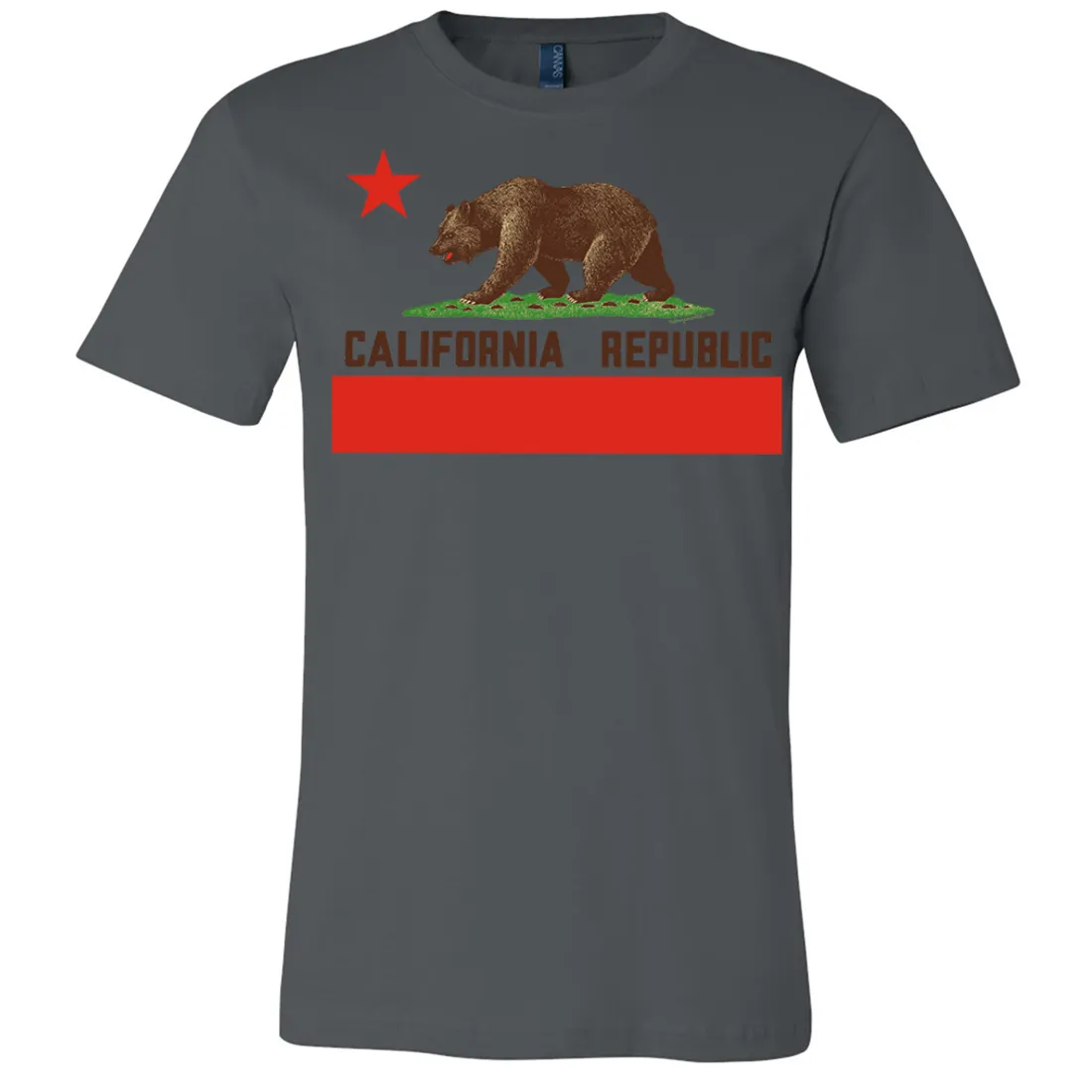 Don Pimentel California Republic Bear Flag Brown Text Asst Colors Mens Lightweight Fitted T-Shirt/tee
