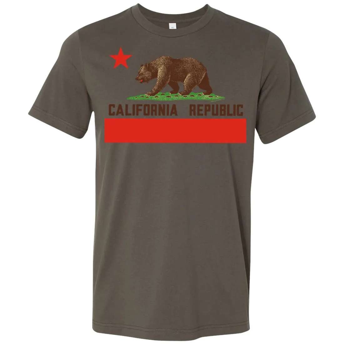 Don Pimentel California Republic Bear Flag Brown Text Asst Colors Mens Lightweight Fitted T-Shirt/tee