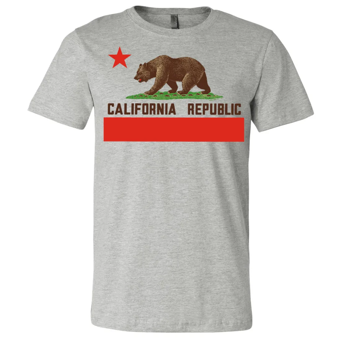 Don Pimentel California Republic Bear Flag Brown Text Asst Colors Mens Lightweight Fitted T-Shirt/tee
