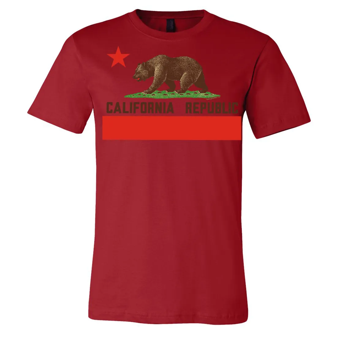 Don Pimentel California Republic Bear Flag Brown Text Asst Colors Mens Lightweight Fitted T-Shirt/tee