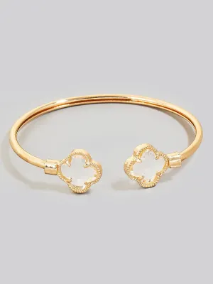 Double Faceted Clover Ends Cuff Bracelet