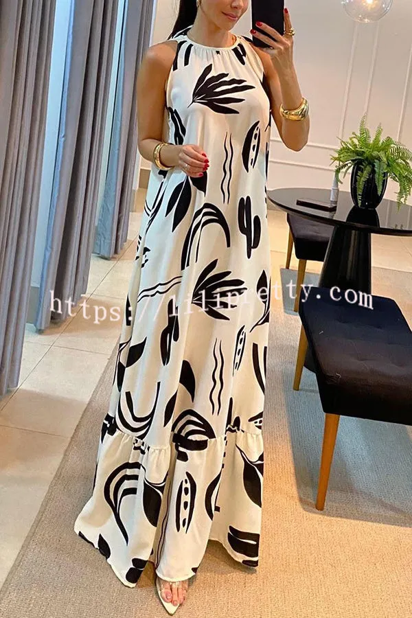 Downtown Daze Unique Print A-line Loose Maxi Dress