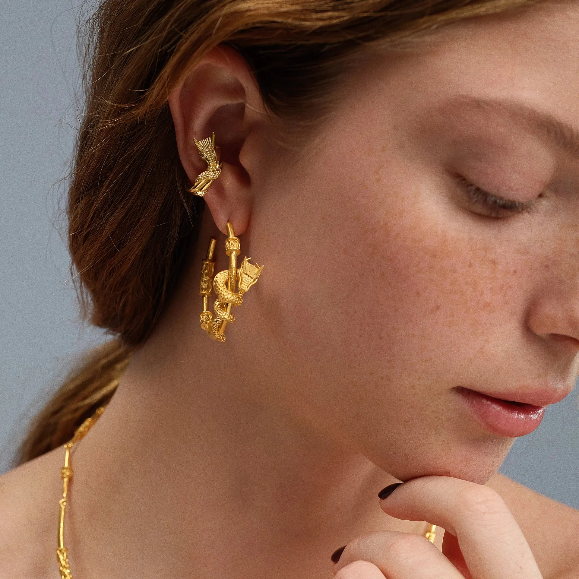 Dragon Wrapped Ear Cuff - Gold Plated Silver