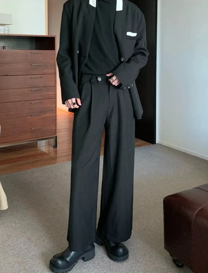 Draped Straight-leg Dress Trousers