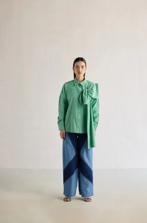 DUAL DENIM FLARED PANTS