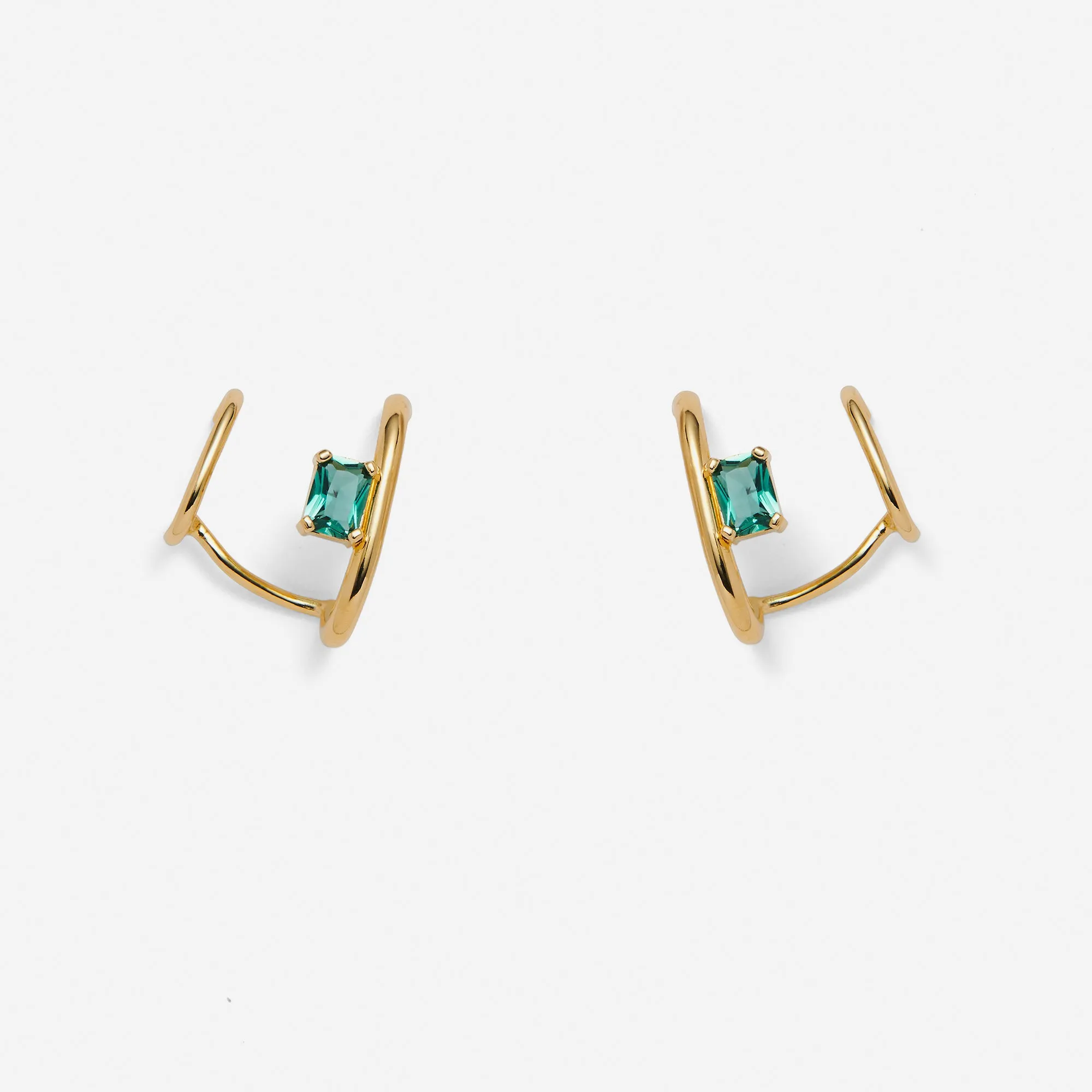 Duo Ear Cuff with Gemstone in Gold